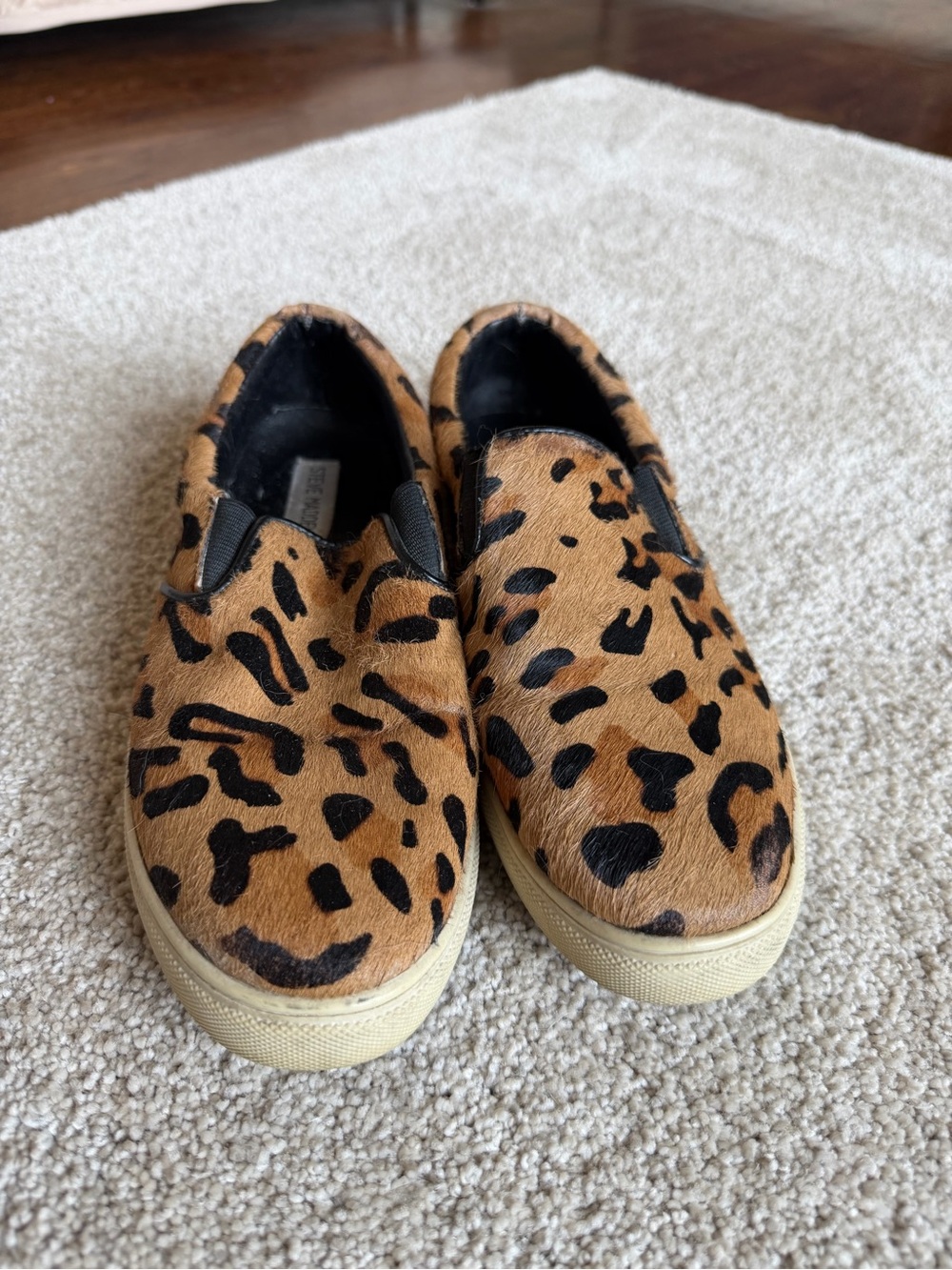Steve Madden Leopard Print Slip-On Flats - Tan & Black